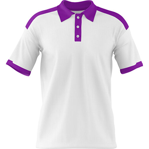 Poloshirt Individuell Gestaltbar , weiß / dunkelmagenta, 200gsm Poly / Cotton Pique, S, 65,00cm x 45,00cm (Höhe x Breite), Bild 1