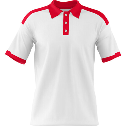 Poloshirt Individuell Gestaltbar , weiß / ampelrot, 200gsm Poly / Cotton Pique, S, 65,00cm x 45,00cm (Höhe x Breite), Bild 1