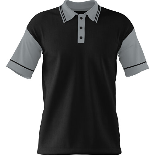 Poloshirt Individuell Gestaltbar , schwarz / silber, 200gsm Poly / Cotton Pique, XS, 60,00cm x 40,00cm (Höhe x Breite), Bild 1
