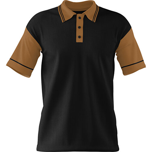Poloshirt Individuell Gestaltbar , schwarz / erdbraun, 200gsm Poly / Cotton Pique, XS, 60,00cm x 40,00cm (Höhe x Breite), Bild 1