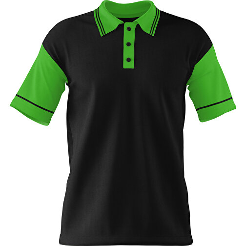 Poloshirt Individuell Gestaltbar , schwarz / grasgrün, 200gsm Poly / Cotton Pique, XL, 76,00cm x 59,00cm (Höhe x Breite), Bild 1