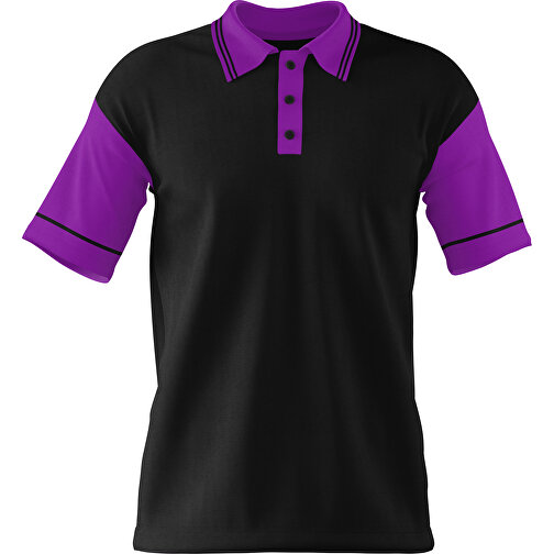Poloshirt Individuell Gestaltbar , schwarz / dunkelmagenta, 200gsm Poly / Cotton Pique, XL, 76,00cm x 59,00cm (Höhe x Breite), Bild 1