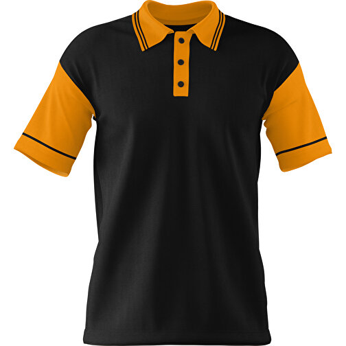 Poloshirt Individuell Gestaltbar , schwarz / kürbisorange, 200gsm Poly / Cotton Pique, XL, 76,00cm x 59,00cm (Höhe x Breite), Bild 1