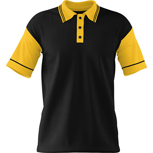 Poloshirt Individuell Gestaltbar , schwarz / sonnengelb, 200gsm Poly / Cotton Pique, XL, 76,00cm x 59,00cm (Höhe x Breite), Bild 1