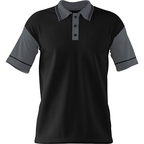 Poloshirt Individuell Gestaltbar , schwarz / dunkelgrau, 200gsm Poly / Cotton Pique, S, 65,00cm x 45,00cm (Höhe x Breite), Bild 1