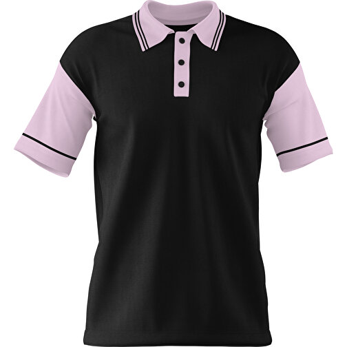 Poloshirt Individuell Gestaltbar , schwarz / zartrosa, 200gsm Poly / Cotton Pique, S, 65,00cm x 45,00cm (Höhe x Breite), Bild 1