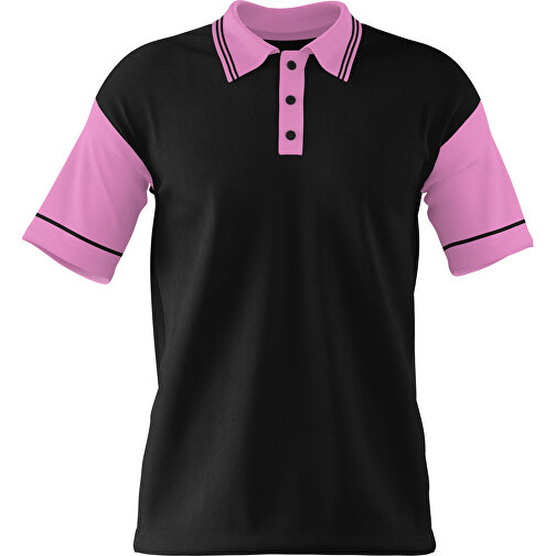 Poloshirt Individuell Gestaltbar , schwarz / rosa, 200gsm Poly / Cotton Pique, S, 65,00cm x 45,00cm (Höhe x Breite), Bild 1
