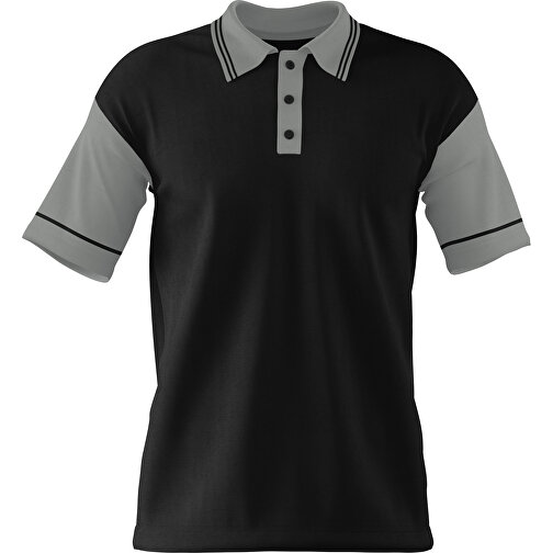 Poloshirt Individuell Gestaltbar , schwarz / grau, 200gsm Poly / Cotton Pique, M, 70,00cm x 49,00cm (Höhe x Breite), Bild 1