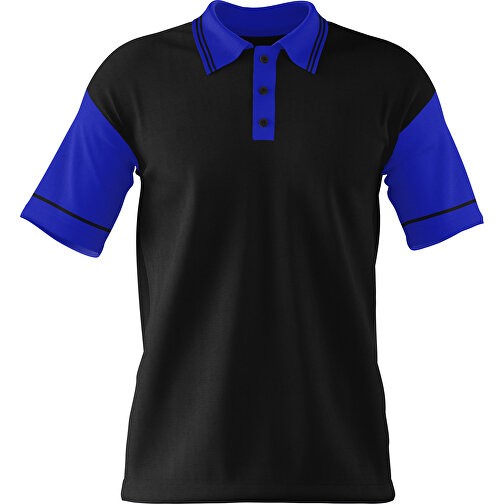 Poloshirt Individuell Gestaltbar , schwarz / blau, 200gsm Poly / Cotton Pique, M, 70,00cm x 49,00cm (Höhe x Breite), Bild 1