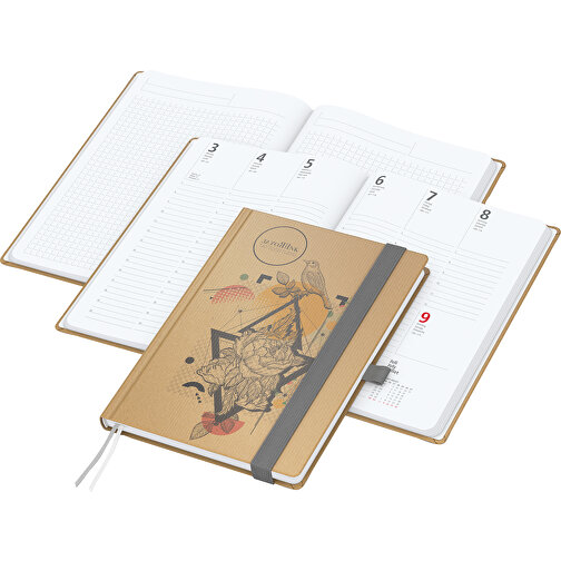 Bogkalender Match-Hybrid White bestseller A5, Natura brun, sølvgrå, Billede 1