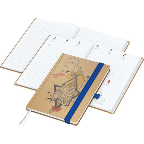 Buchkalender Match-Hybrid White Bestseller A5, Natura Braun-individuell, Mittelblau , braun, blau, Schreibpapier 90 g/m², 21,00cm x 14,80cm (Länge x Breite), Bild 1