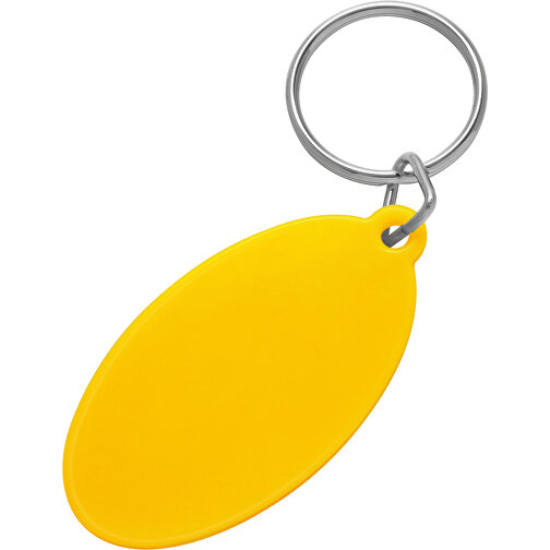 Schlüsselanhänger 'Oval' , gelb, ABS+PS+MET, 5,40cm x 0,30cm x 2,80cm (Länge x Höhe x Breite), Bild 1