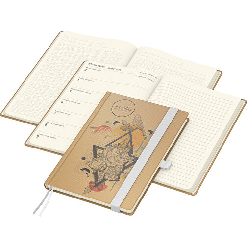 Buchkalender Match-Hybrid Creme Bestseller, Natura Braun-individuell,  Weiß , braun, weiß, 21,00cm x 14,80cm (Länge x Breite), Bild 1