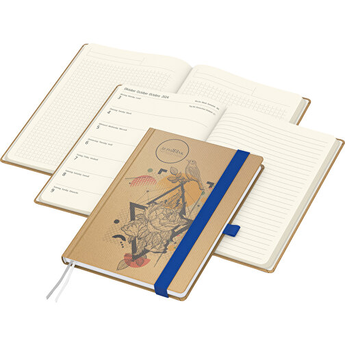 Buchkalender Match-Hybrid Creme Bestseller, Natura Braun-individuell, Mittelblau , braun, blau, 21,00cm x 14,80cm (Länge x Breite), Bild 1