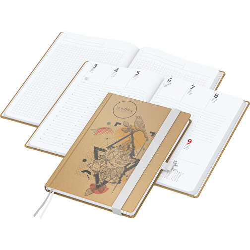 Buchkalender Match-Hybrid White Bestseller A4, Natura Braun-individuell, Silbergrau , braun, weiß, Schreibpapier 90 g/m², 29,70cm x 21,00cm (Länge x Breite), Bild 1