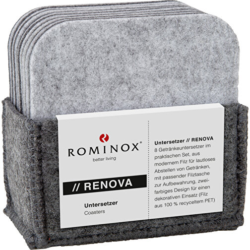 ROMINOX® Untersetzer // Renova (8er Set) , Filz aus 100% recyceltem PET, 10,50cm x 10,00cm x 5,70cm (Länge x Höhe x Breite), Bild 2