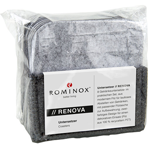 ROMINOX® Untersetzer // Renova (8er Set) , Filz aus 100% recyceltem PET, 10,50cm x 10,00cm x 5,70cm (Länge x Höhe x Breite), Bild 6