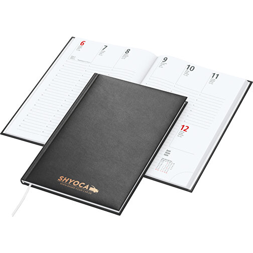 Buchkalender Prestige Bestseller, Schwarz Inkl. Kupferprägung , schwarz, kupfer, 21,00cm x 14,80cm (Länge x Breite), Bild 1