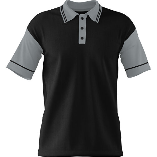 Poloshirt Individuell Gestaltbar , schwarz / silber, 200gsm Poly / Cotton Pique, L, 73,50cm x 54,00cm (Höhe x Breite), Bild 1