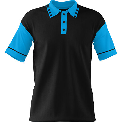 Poloshirt Individuell Gestaltbar , schwarz / himmelblau, 200gsm Poly / Cotton Pique, L, 73,50cm x 54,00cm (Höhe x Breite), Bild 1
