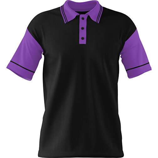 Poloshirt Individuell Gestaltbar , schwarz / lavendellila, 200gsm Poly / Cotton Pique, L, 73,50cm x 54,00cm (Höhe x Breite), Bild 1