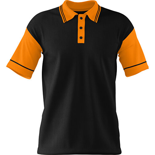 Poloshirt Individuell Gestaltbar , schwarz / gelborange, 200gsm Poly / Cotton Pique, 3XL, 81,00cm x 66,00cm (Höhe x Breite), Bild 1