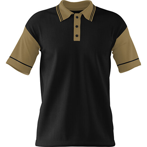 Poloshirt Individuell Gestaltbar , schwarz / gold, 200gsm Poly / Cotton Pique, 2XL, 79,00cm x 63,00cm (Höhe x Breite), Bild 1