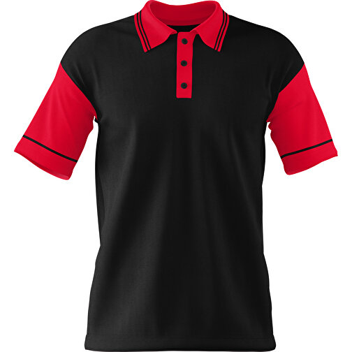 Poloshirt Individuell Gestaltbar , schwarz / ampelrot, 200gsm Poly / Cotton Pique, 2XL, 79,00cm x 63,00cm (Höhe x Breite), Bild 1