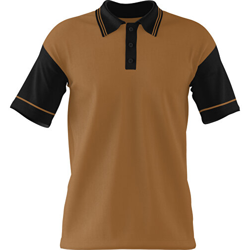 Poloshirt Individuell Gestaltbar , erdbraun / schwarz, 200gsm Poly / Cotton Pique, XL, 76,00cm x 59,00cm (Höhe x Breite), Bild 1