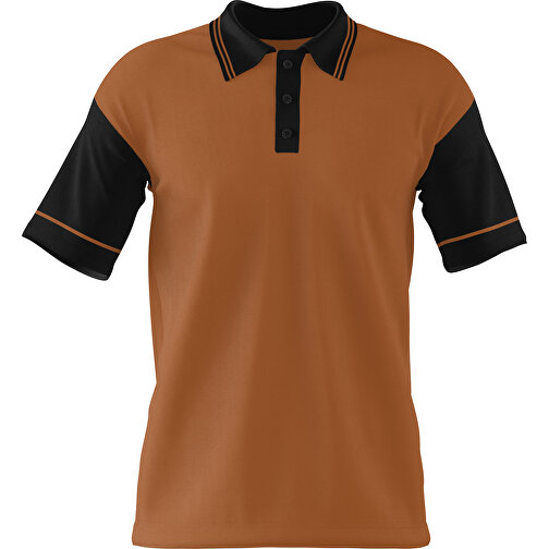 Poloshirt Individuell Gestaltbar , braun / schwarz, 200gsm Poly / Cotton Pique, S, 65,00cm x 45,00cm (Höhe x Breite), Bild 1