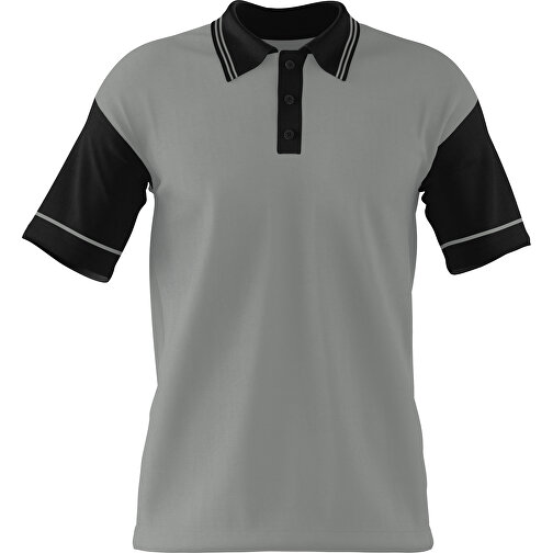 Poloshirt Individuell Gestaltbar , grau / schwarz, 200gsm Poly / Cotton Pique, S, 65,00cm x 45,00cm (Höhe x Breite), Bild 1