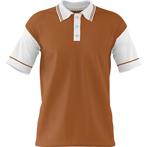 Poloshirt Individuell Gestaltbar , braun / weiss, 200gsm Poly / Cotton Pique, XS, 60,00cm x 40,00cm (Höhe x Breite), Bild 1