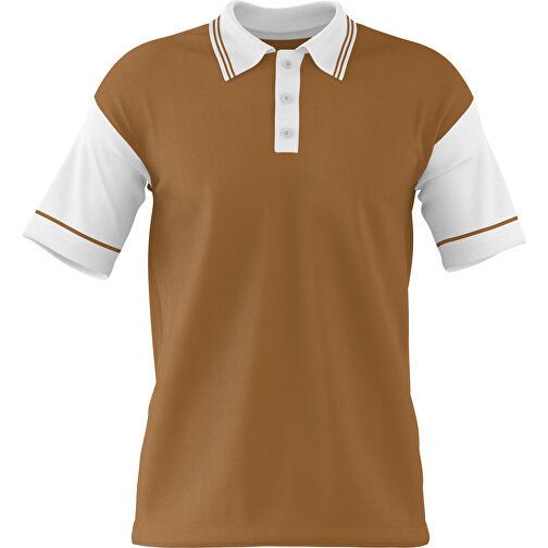 Poloshirt Individuell Gestaltbar , erdbraun / weiß, 200gsm Poly / Cotton Pique, XL, 76,00cm x 59,00cm (Höhe x Breite), Bild 1