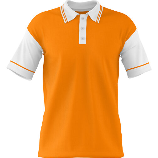 Poloshirt Individuell Gestaltbar , gelborange / weiss, 200gsm Poly / Cotton Pique, XL, 76,00cm x 59,00cm (Höhe x Breite), Bild 1