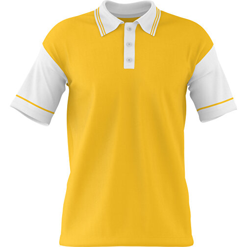 Poloshirt Individuell Gestaltbar , sonnengelb / weiß, 200gsm Poly / Cotton Pique, S, 65,00cm x 45,00cm (Höhe x Breite), Bild 1