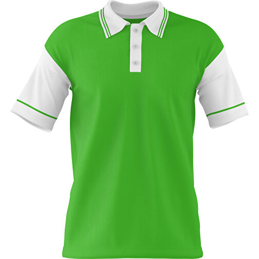 Poloshirt Individuell Gestaltbar , grasgrün / weiss, 200gsm Poly / Cotton Pique, M, 70,00cm x 49,00cm (Höhe x Breite), Bild 1