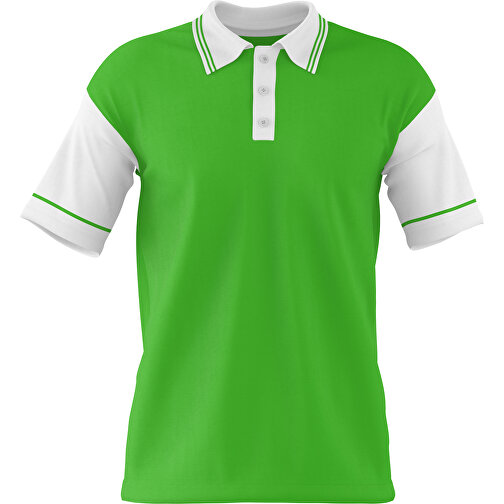 Poloshirt Individuell Gestaltbar , grasgrün / weiß, 200gsm Poly / Cotton Pique, M, 70,00cm x 49,00cm (Höhe x Breite), Bild 1