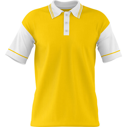 Poloshirt Individuell Gestaltbar , goldgelb / weiß, 200gsm Poly / Cotton Pique, M, 70,00cm x 49,00cm (Höhe x Breite), Bild 1