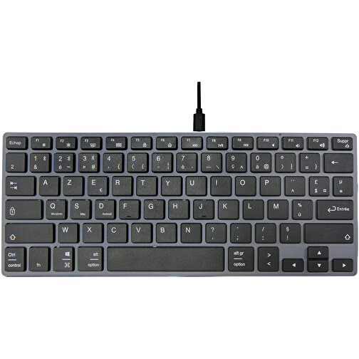 Hybrid Bluetooth Tastatur – AZERTY , schwarz, Aluminium, ABS Kunststoff, 28,20cm x 1,50cm x 11,60cm (Länge x Höhe x Breite), Bild 5