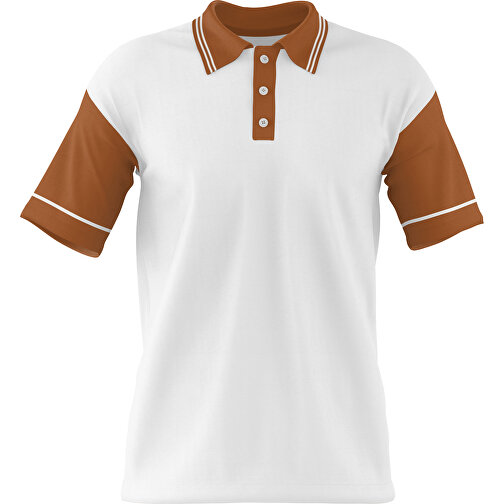 Poloshirt Individuell Gestaltbar , weiss / braun, 200gsm Poly / Cotton Pique, XL, 76,00cm x 59,00cm (Höhe x Breite), Bild 1