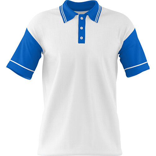 Poloshirt Individuell Gestaltbar , weiß / kobaltblau, 200gsm Poly / Cotton Pique, XL, 76,00cm x 59,00cm (Höhe x Breite), Bild 1