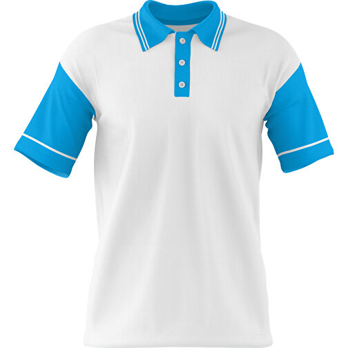 Poloshirt Individuell Gestaltbar , weiss / himmelblau, 200gsm Poly / Cotton Pique, XL, 76,00cm x 59,00cm (Höhe x Breite), Bild 1