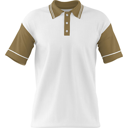 Poloshirt Individuell Gestaltbar , weiss / gold, 200gsm Poly / Cotton Pique, S, 65,00cm x 45,00cm (Höhe x Breite), Bild 1