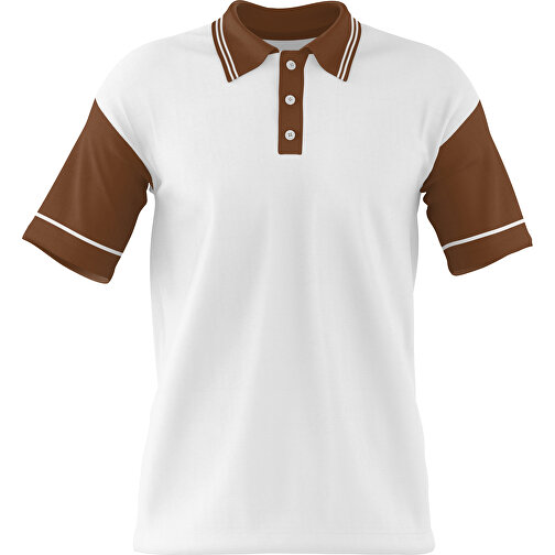 Poloshirt Individuell Gestaltbar , weiß / dunkelbraun, 200gsm Poly / Cotton Pique, S, 65,00cm x 45,00cm (Höhe x Breite), Bild 1