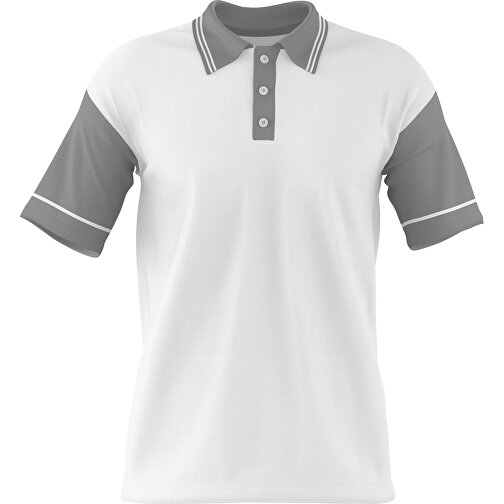 Poloshirt Individuell Gestaltbar , weiß / grau, 200gsm Poly / Cotton Pique, S, 65,00cm x 45,00cm (Höhe x Breite), Bild 1