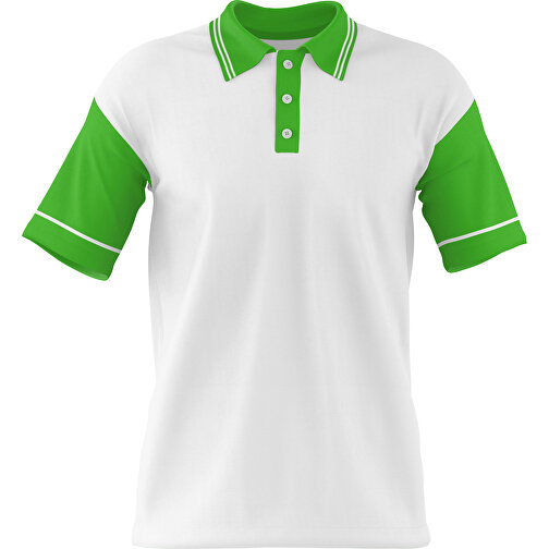 Poloshirt Individuell Gestaltbar , weiss / grasgrün, 200gsm Poly / Cotton Pique, M, 70,00cm x 49,00cm (Höhe x Breite), Bild 1