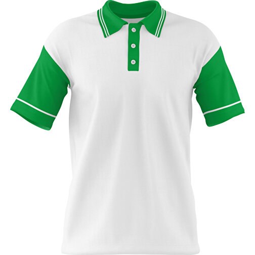Poloshirt Individuell Gestaltbar , weiss / grün, 200gsm Poly / Cotton Pique, L, 73,50cm x 54,00cm (Höhe x Breite), Bild 1