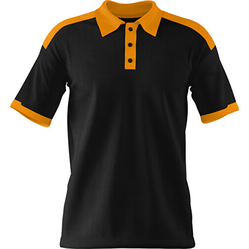 Poloshirt Individuell Gestaltbar , schwarz / kürbisorange, 200gsm Poly / Cotton Pique, XS, 60,00cm x 40,00cm (Höhe x Breite), Bild 1