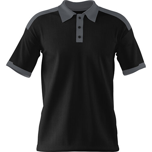 Poloshirt Individuell Gestaltbar , schwarz / dunkelgrau, 200gsm Poly / Cotton Pique, M, 70,00cm x 49,00cm (Höhe x Breite), Bild 1