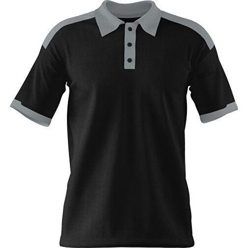 Poloshirt Individuell Gestaltbar , schwarz / silber, 200gsm Poly / Cotton Pique, M, 70,00cm x 49,00cm (Höhe x Breite), Bild 1